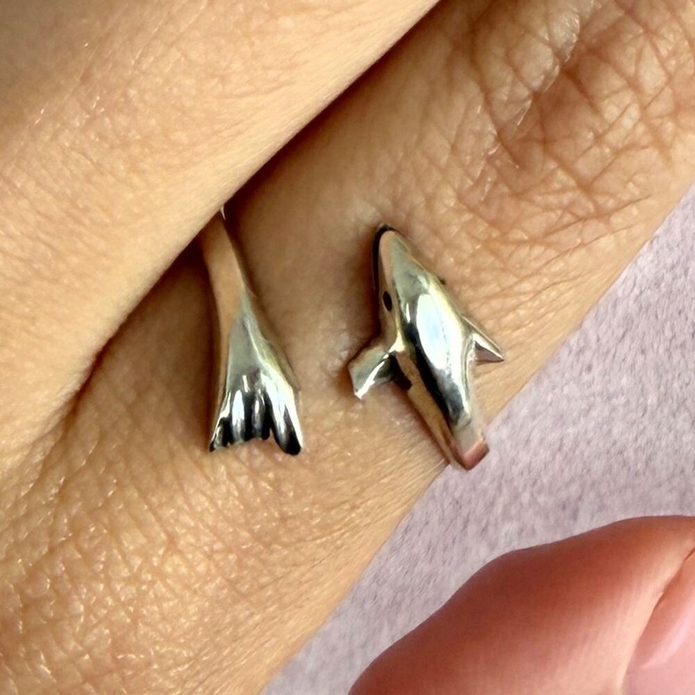 sterling silver vintage dolphin bypass ring size 7.5